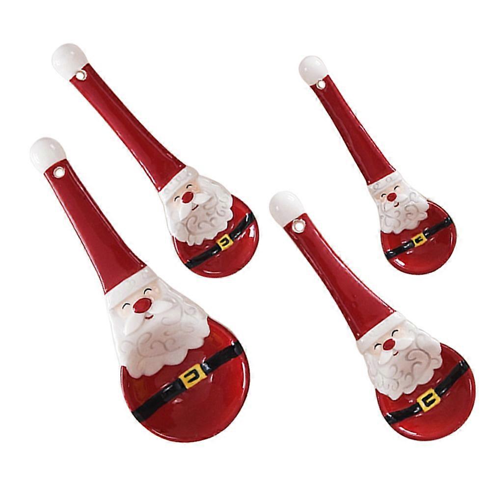 1Set Ceramic Measuring Spoons for Kitchen Use with Santa Claus Design