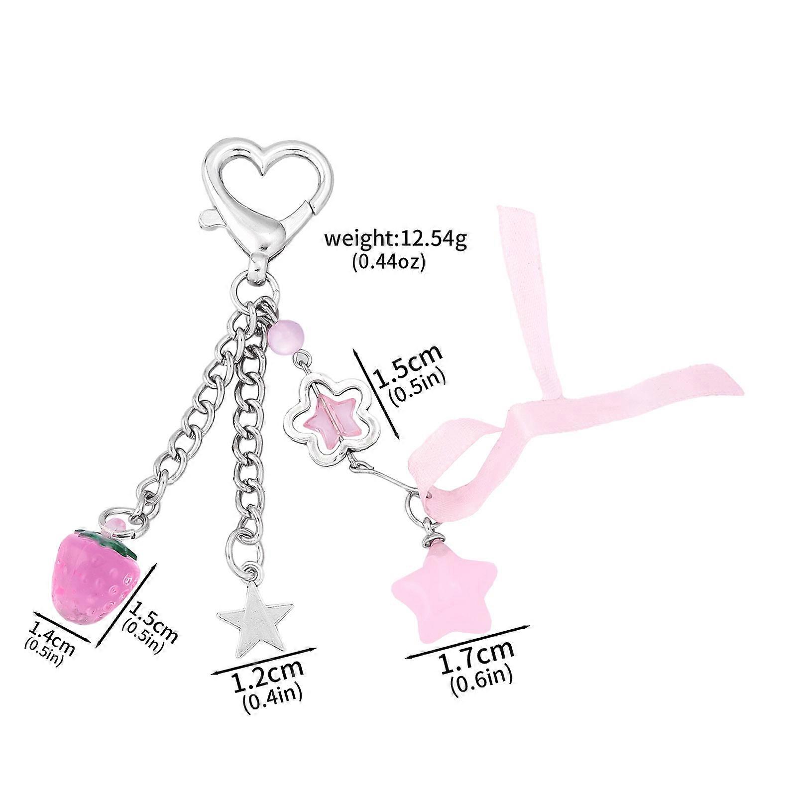 Y2k fleur ��toile amour arc fraise pendentif Girly rose sac breloques acrylique porte-cl��s ��tudiant femmes sac voiture porte-cl��s bijoux cade