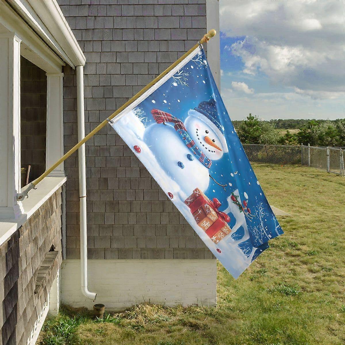 Snowman White Deer Flag  rq 0771