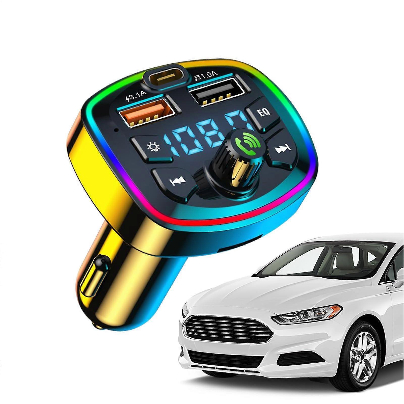 Bluetooth FM Transmitter for Car with Dual USB Fast Charging, LED Display, Hands Voice Control 4.8A for Q7