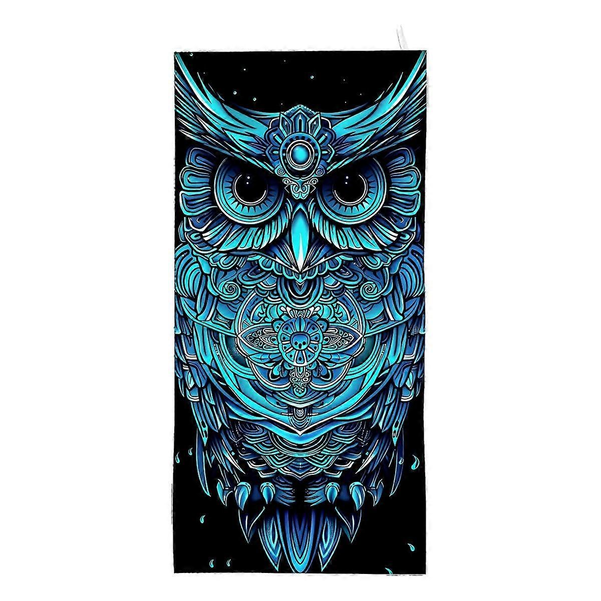 Microfiber Beach Towel Sand  Oversized Quick Dry Super Absorbent Lightweight 63x32 Blue Owl