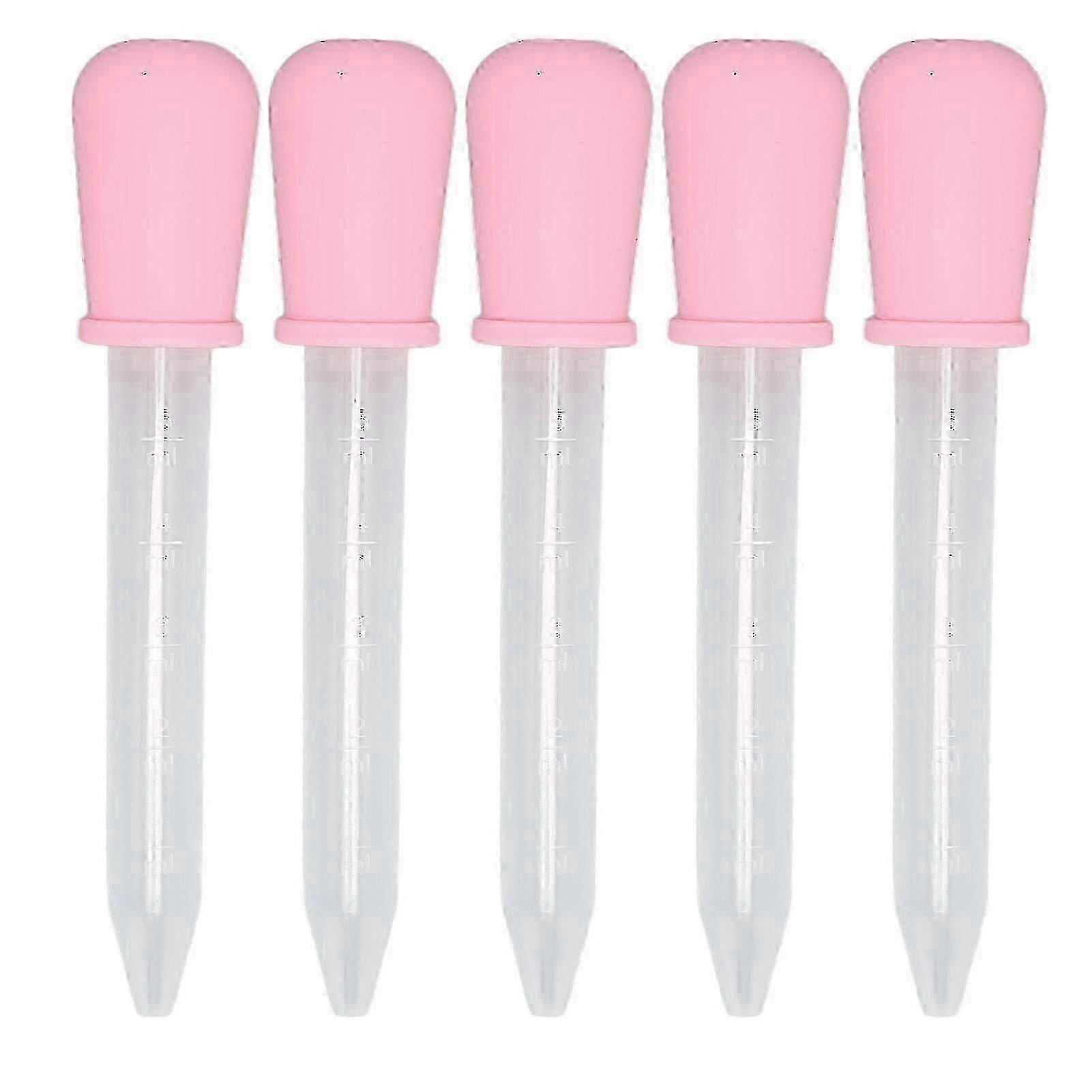 Pink 5pcs Silicone Droppers for Epoxy Resin & Lab Experiments