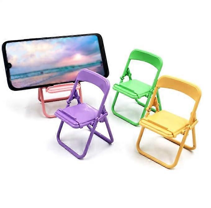 5 Pcs Mini Folding Chair Phone Stand, Foldable Desktop Holder for Hands Viewing in 4 Candy Colors