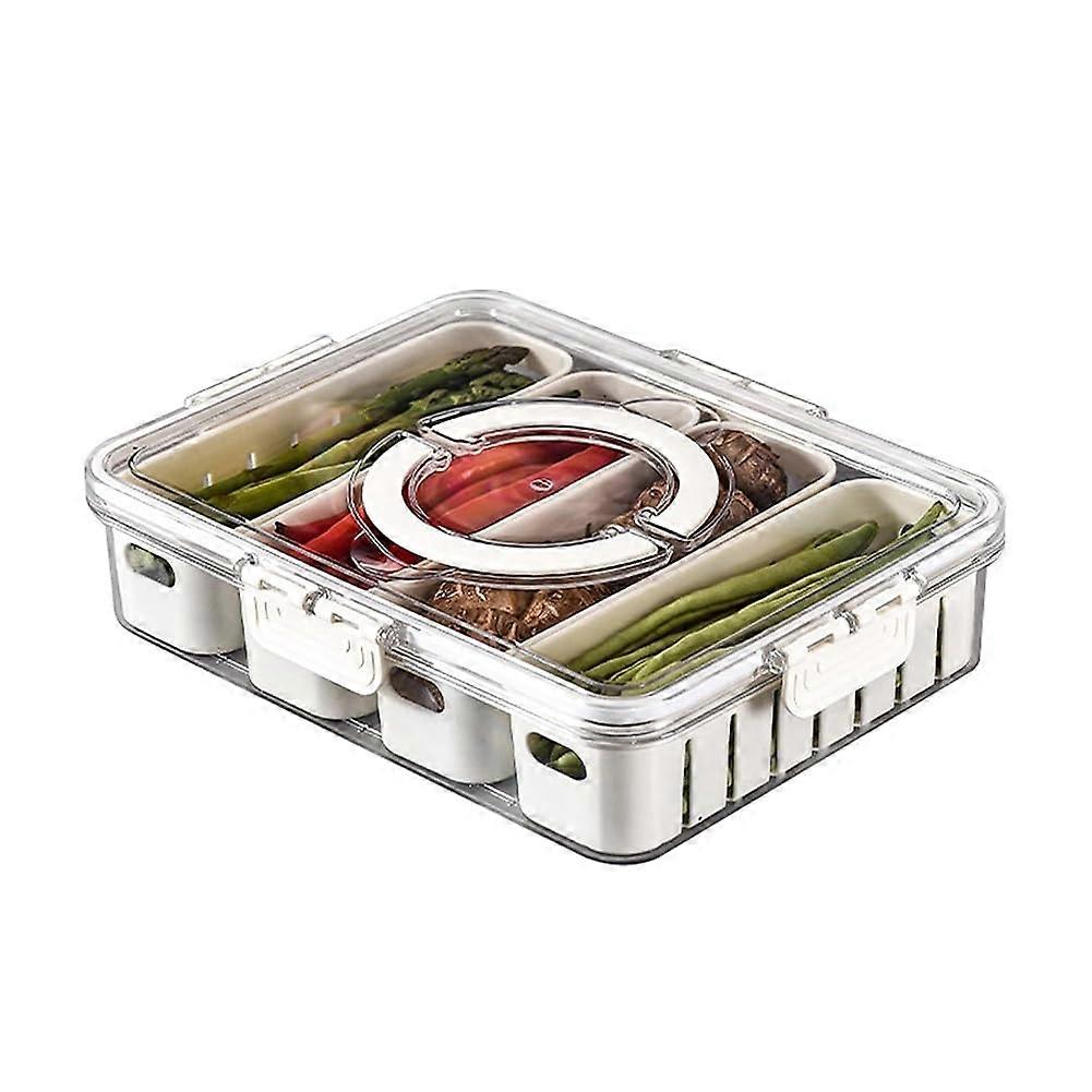 Fridge Organizer with Lids, Stackable Refrigerator Storage Containers with Drain Basket