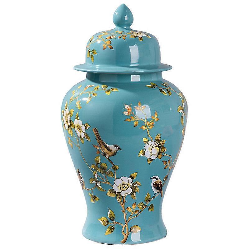 European Style Vase Ceramic Decoration Living Room Vase Blue and White Porcelain Buddha Worship Temple Jar Stage Art Porcelain Bottle Decoration