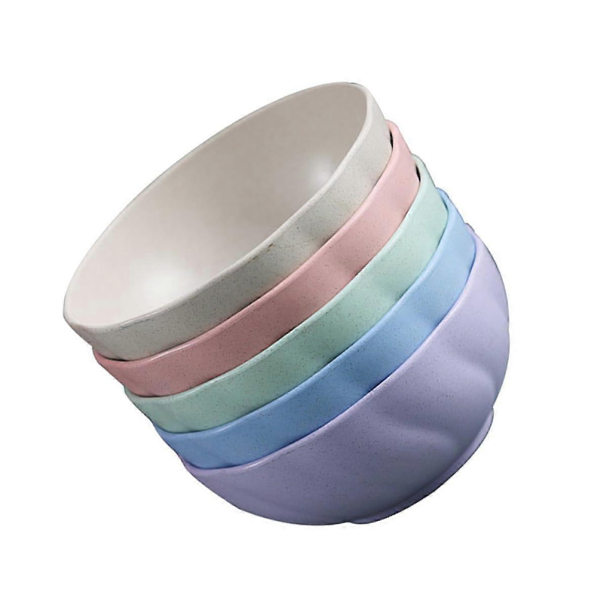Wheat Straw Ramen Bowls Set 5pcs Large Capacity Noodle Soup Bowls Biodegradable Mixed Colors