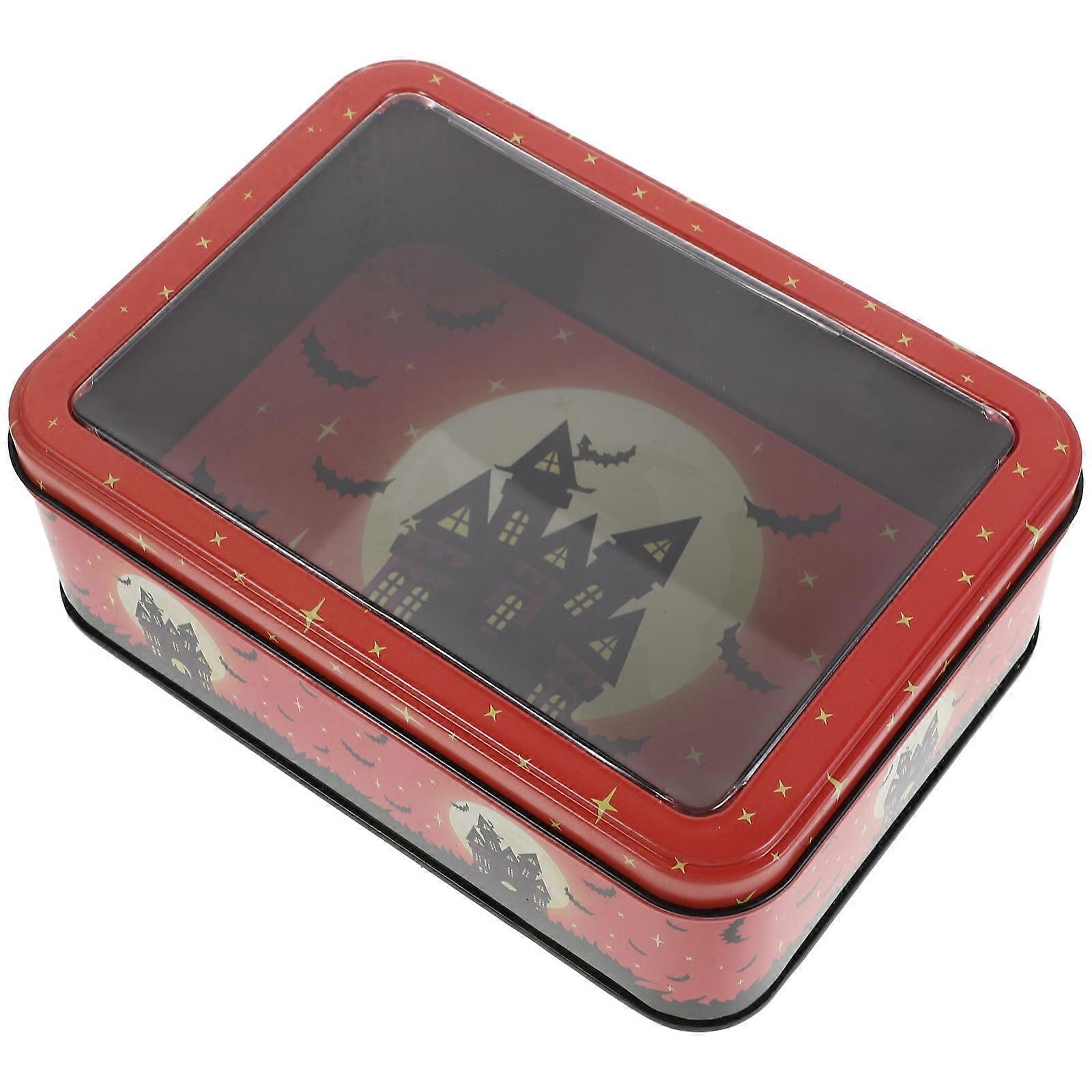 Candy Boxes Orange Metal Hinged Box Presentation For Halloween Events 1Pack