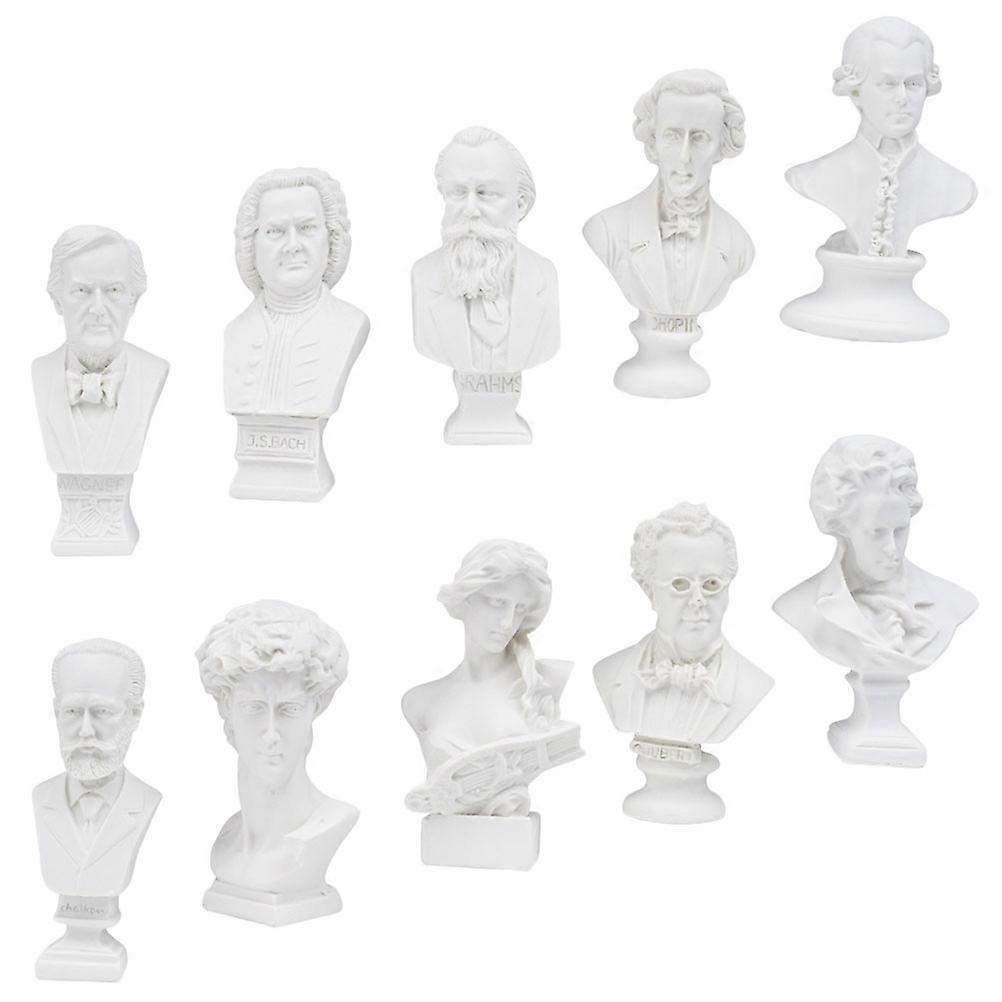 10Pcs Resin Bust Statues for Decor Mini Head Statue Sculpture Set