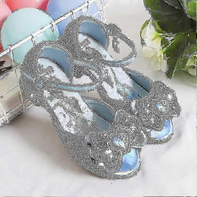Girls Sandals Frozen 2 Elsa Princess Shoes Little Girls Crystal Shoes Children High Heels Catwalk Show Shoes 25-26