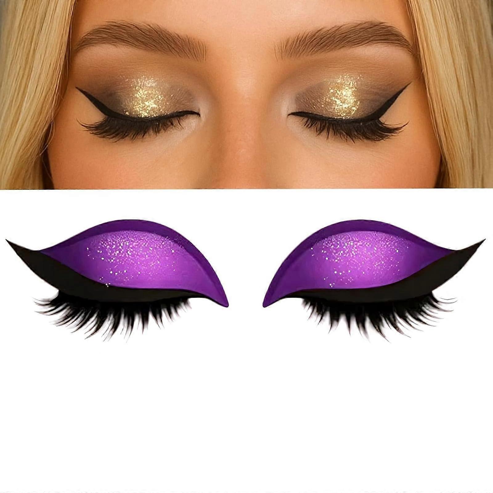 Reusable Eyeshadow Stickers 3in1 Purple Eyelash Patch for Instant Eye Makeup with False Lashes