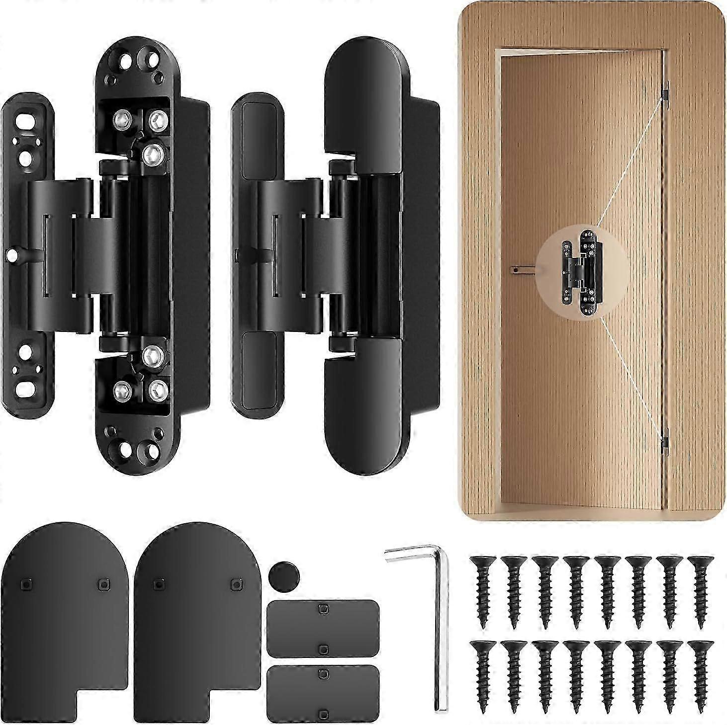 6Inch Hidden Door Hinge, Easy to Install - Instruction 3D Adjustable Concealed