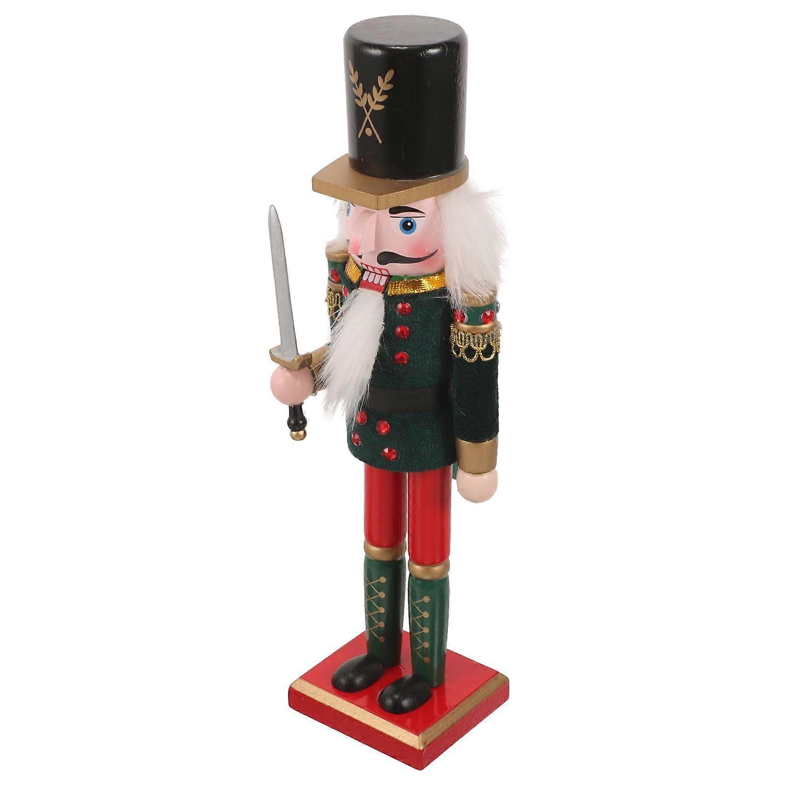 Nutcracker Soldier Christmas Decoration, 11.81in Wooden Nutcracker Tabletop Ornament for Home Decor