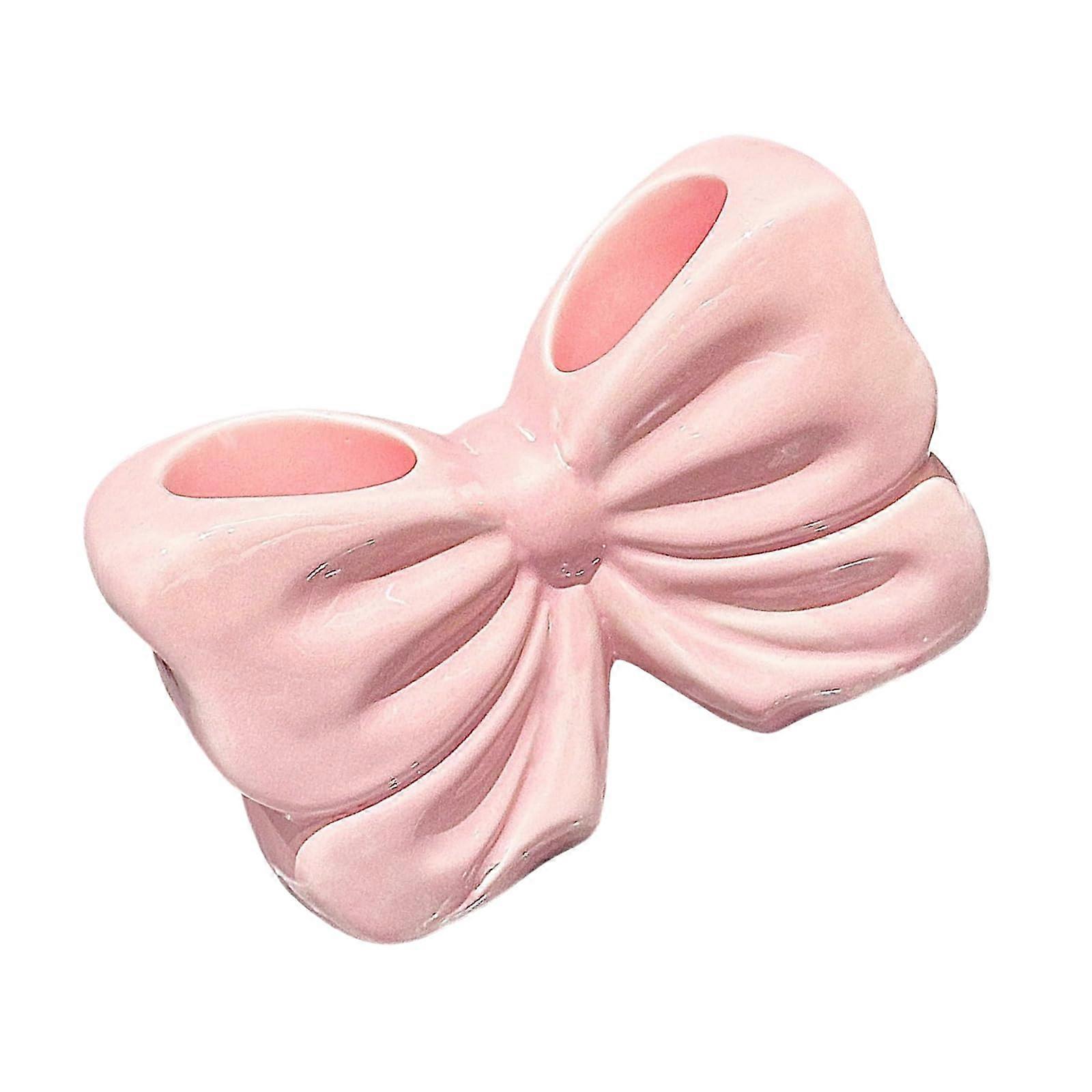 Ceramic Toothbrush Holder with Elegant Bowknot Design for Modern Bathroom Decor