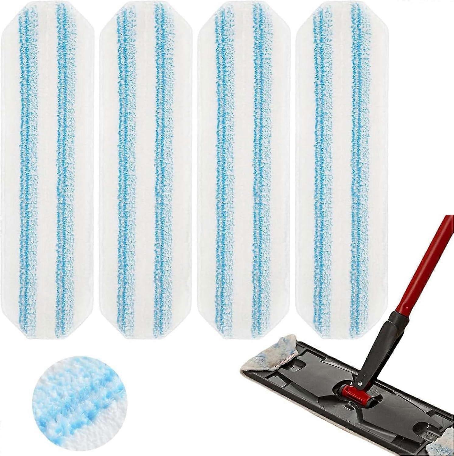 Microfiber Mop Pads Compatible with OCedar Vileda H2Pro, Washable Reusable Refills for All Floors 4 Pack
