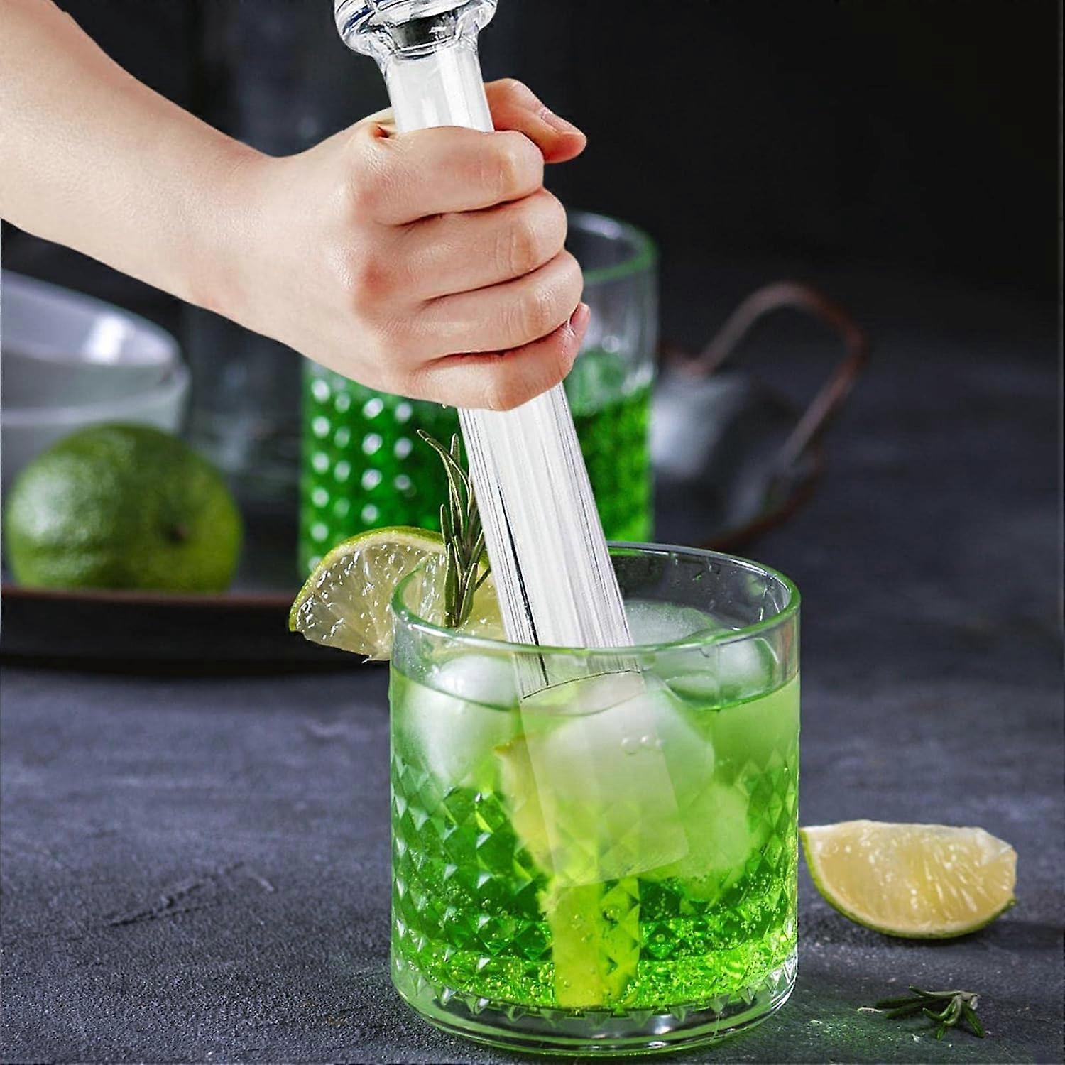 Cocktail Muddler for Mojitos with Serrated Crushing Base, 9.45 Inch Ergonomic Bar Muddler