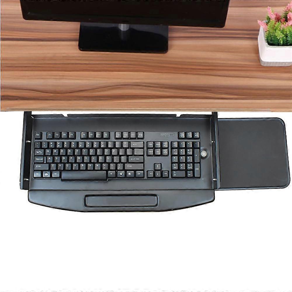 Under Desk Keyboard Tray with Mouse Pad, Ergonomic Height Adjustable SlideOut Platform for Home Office