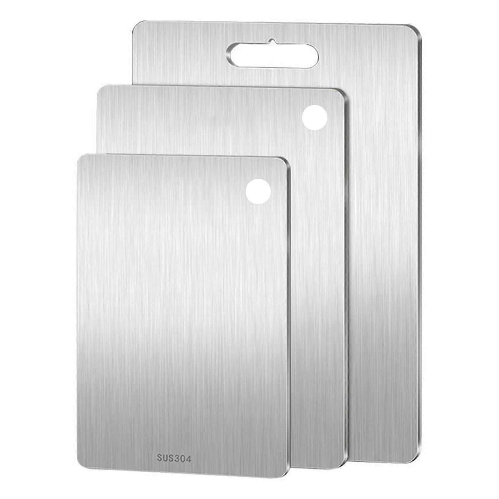 Stainless Steel Cutting Board Set 3pcs Heavy Duty DoubleSided Rustproof Easy Clean Kitchen
