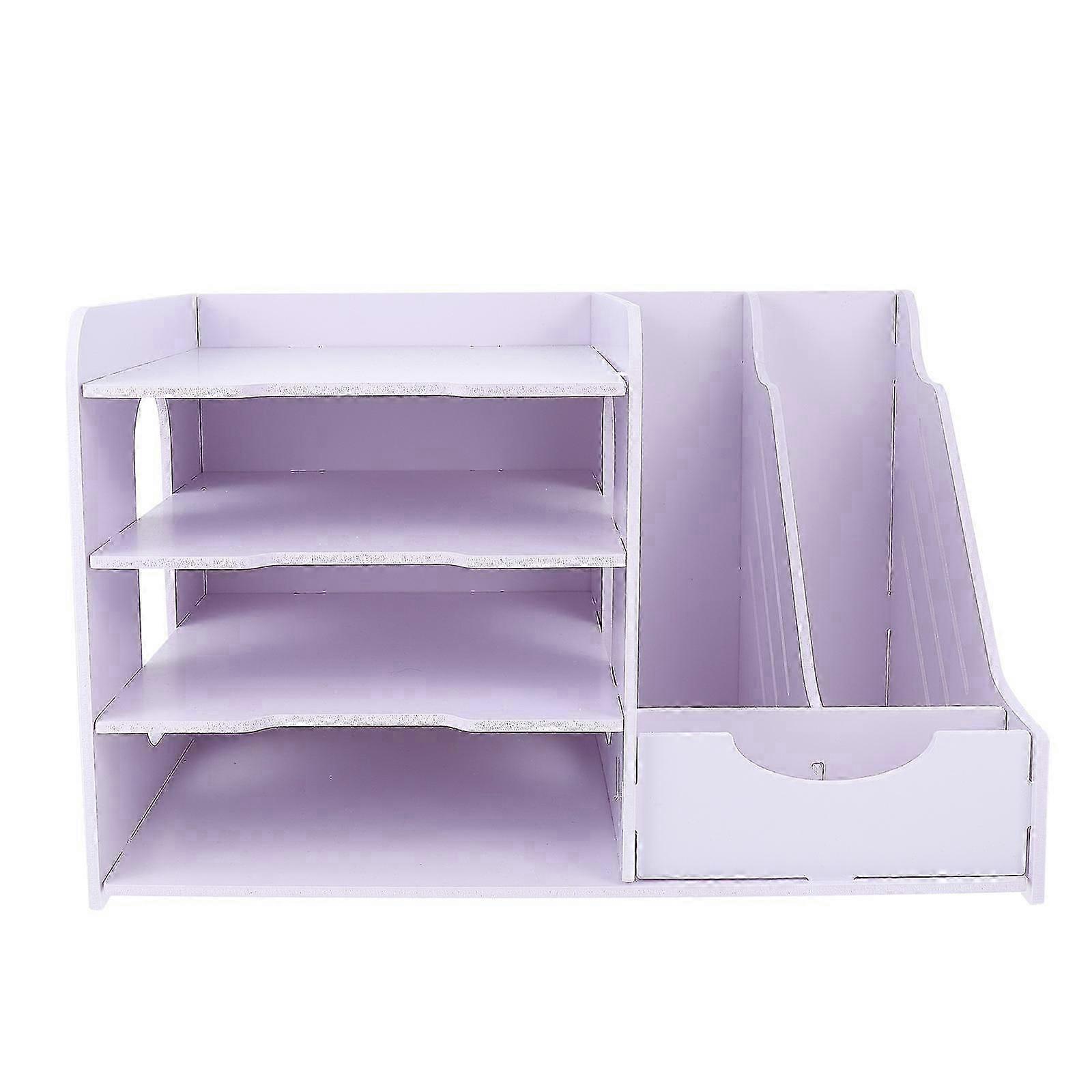 Multi-Layer File Rack 1Pcs White PVC Material Files Rack for Storage