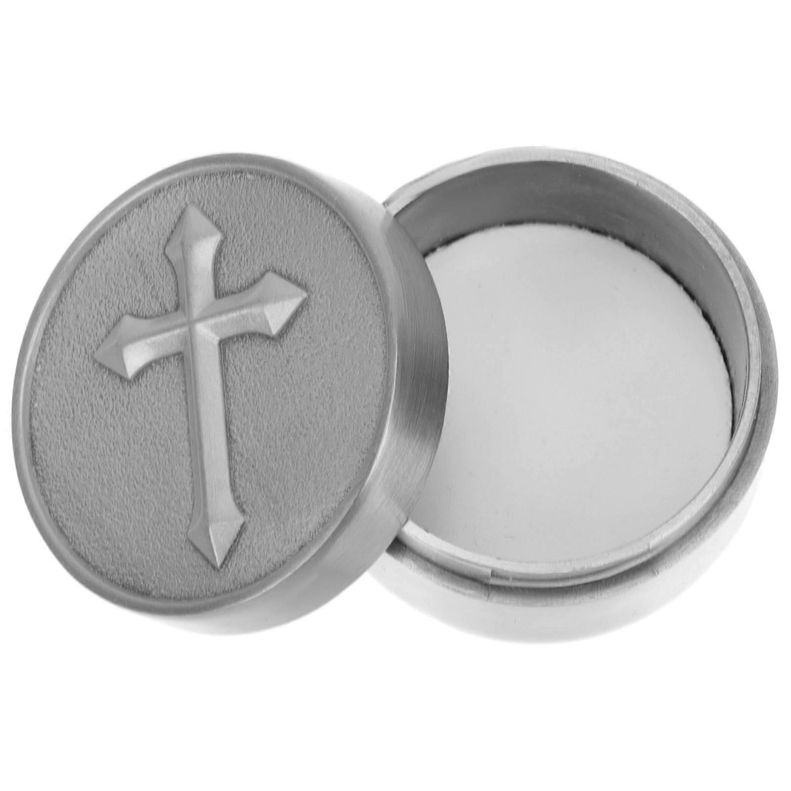 Mini Metal Pills Case for Ring Storage Alloy Cross Pattern Box