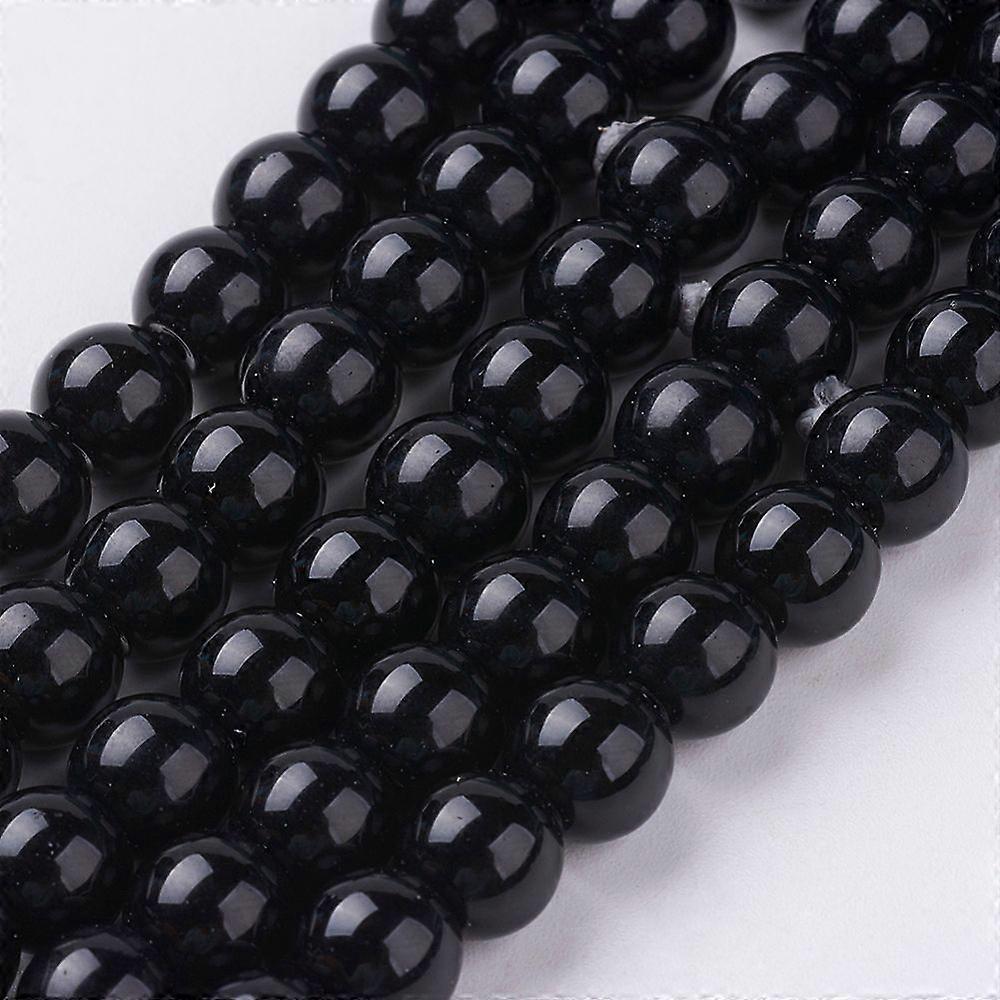 Black Stone Beads Strands Dyed Round Black 8mm Hole: 1mm