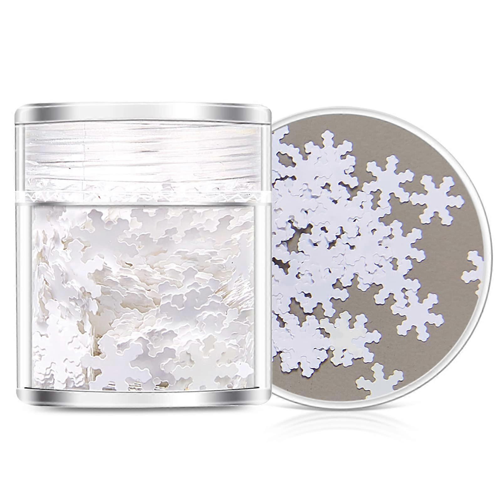 White Snowflake Nail Glitter Set 12 Boxes Winter Nail Art Decorations Sequins for Crafts