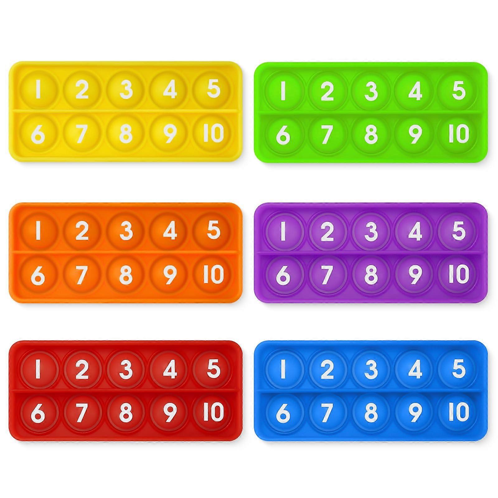 6 PCS Ten Frame Fidget Toy Set for Kids, Silicone Push Bubble Sensory Math Learning Tools