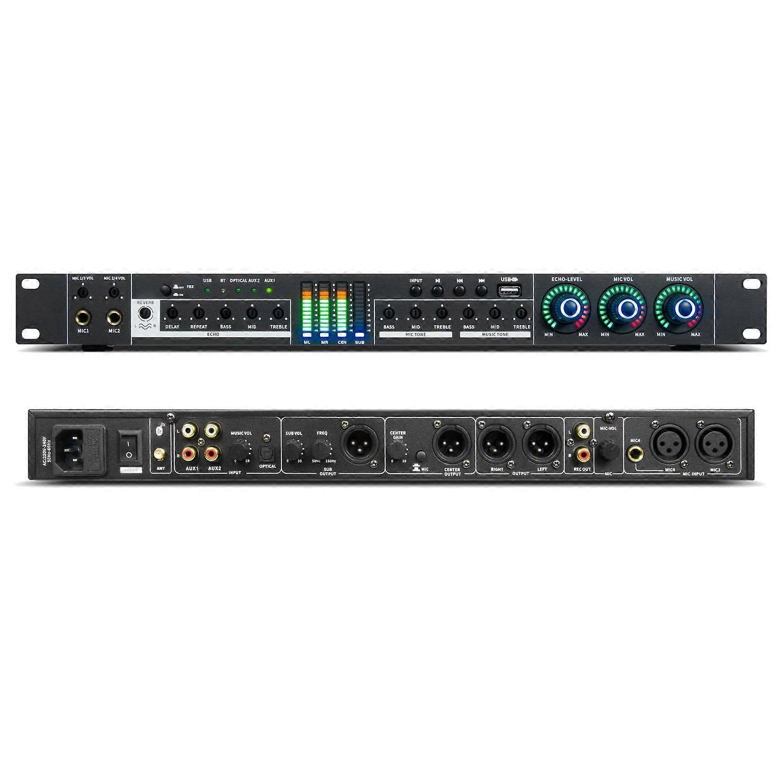 FX12L Preamp Effects Processor Bluetooth USB Home Stage Feedback Suppression Anti-Howling Processor