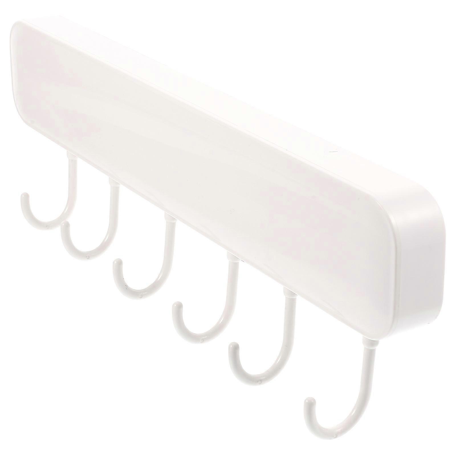 White Wall Hook Multi-Hook Rack for Kitchen Use Plastic Material
