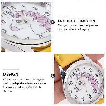 Unicorn Pattern Wrist Watch for Kids Use with Yellow Strap