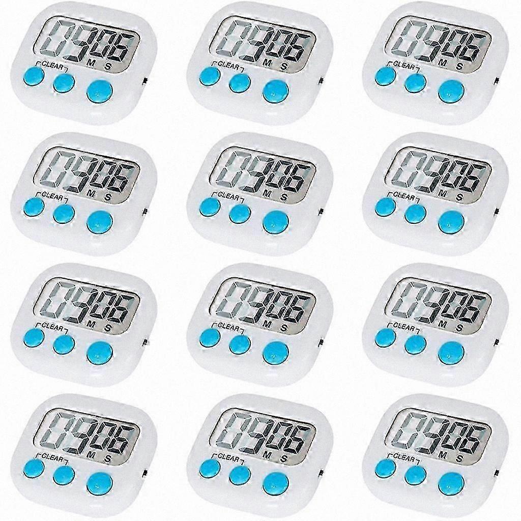 12 Pack Digital Kitchen Timer with On/Off Switch, Loud Alarm