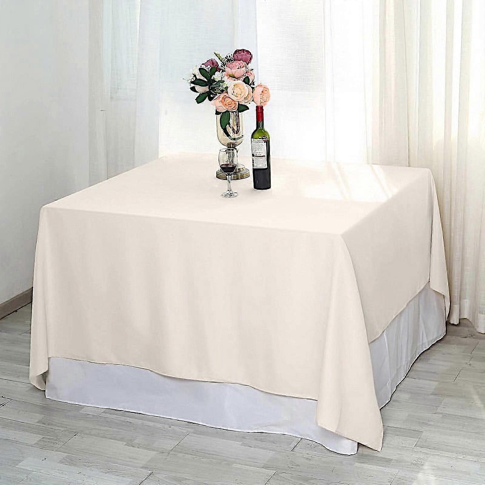 BalsaCircle 90" x 90" Square Polyester Tablecloth Beige