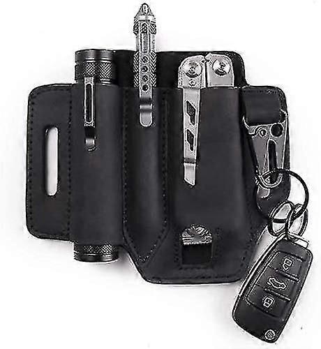 With Key Holder Multi Tool Pouch, Leather Belt Loop Waist Multitool Sheath,edc Multitool Sheath For