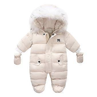 Casaco de inverno grosso e quente com capuz para bebês meninas e meninos, macacão, roupa de neve, macacão curto, roupa de neve para bebês de 6 a 9 meses.