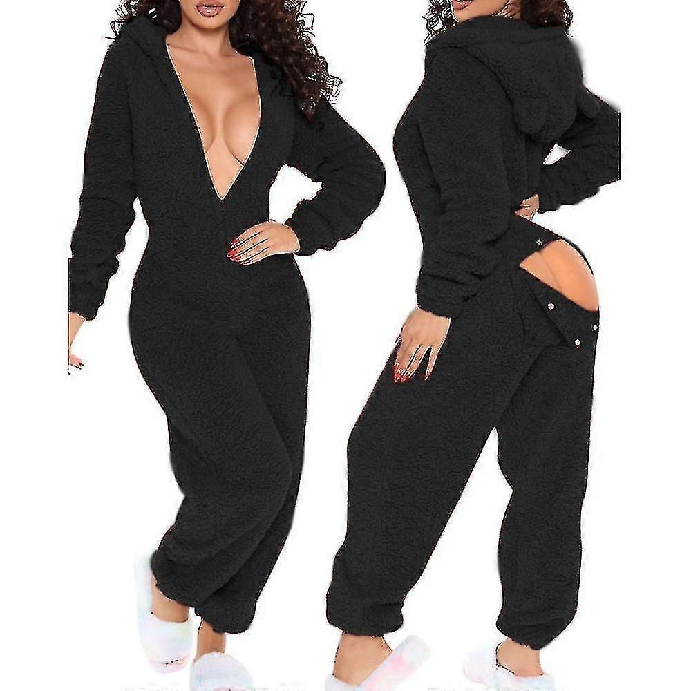Spring Creative Pajamas Long Warm Fleece Jumpsuit