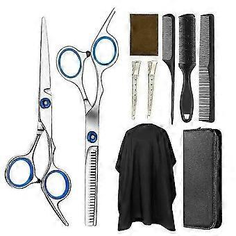 Hair Cutting Scissors Set 10PCS with Thinning Shears, Stainless Steel, Barber Cape and Travel Case