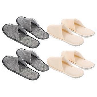 4 Pairs Simple Travel Folding Slippers Household Slippers Portable Trip Slippers