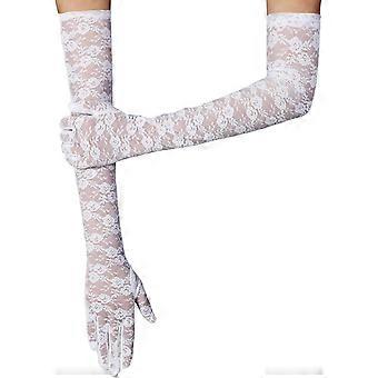 1 Paar lange, elegante Spitzenhandschuhe für Damen, geeignet für Teepartys, Verlobungsfeiern, Tanzveranstaltungen, Cocktailpartys, Opernabende, weiße Handschuhe