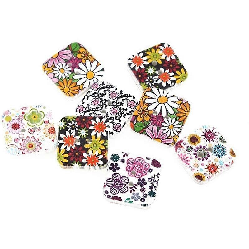 50 mixed double-hole sewing bakelite buttons, cherry pattern,  buttons