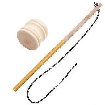 Giocattolo In Legno FAI DA TE Giroscopio Peg-top Giocattolo Vintage Craft Fitness Giocattolo per Bambini Anziani con Frusta Casuale (Legno Albicocca 10cm, Beige)