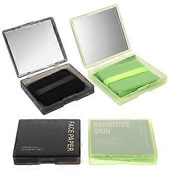 1 Set Portable Facial Oil Absorbing Sheets With Mirror And Puff Face Wipes For Oily Skin Paper Tissues For Cosmetic Use Blotting Papers For Face
