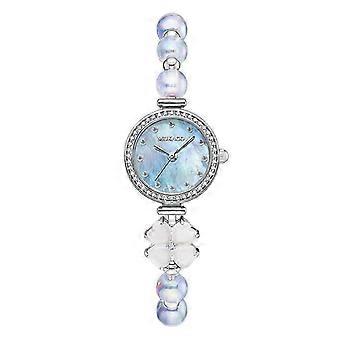 MOKAGO Women's Elegant Watch - Pearl Strap, Diamond Bezel & Floral Charm | Timeless Fashion Accessory