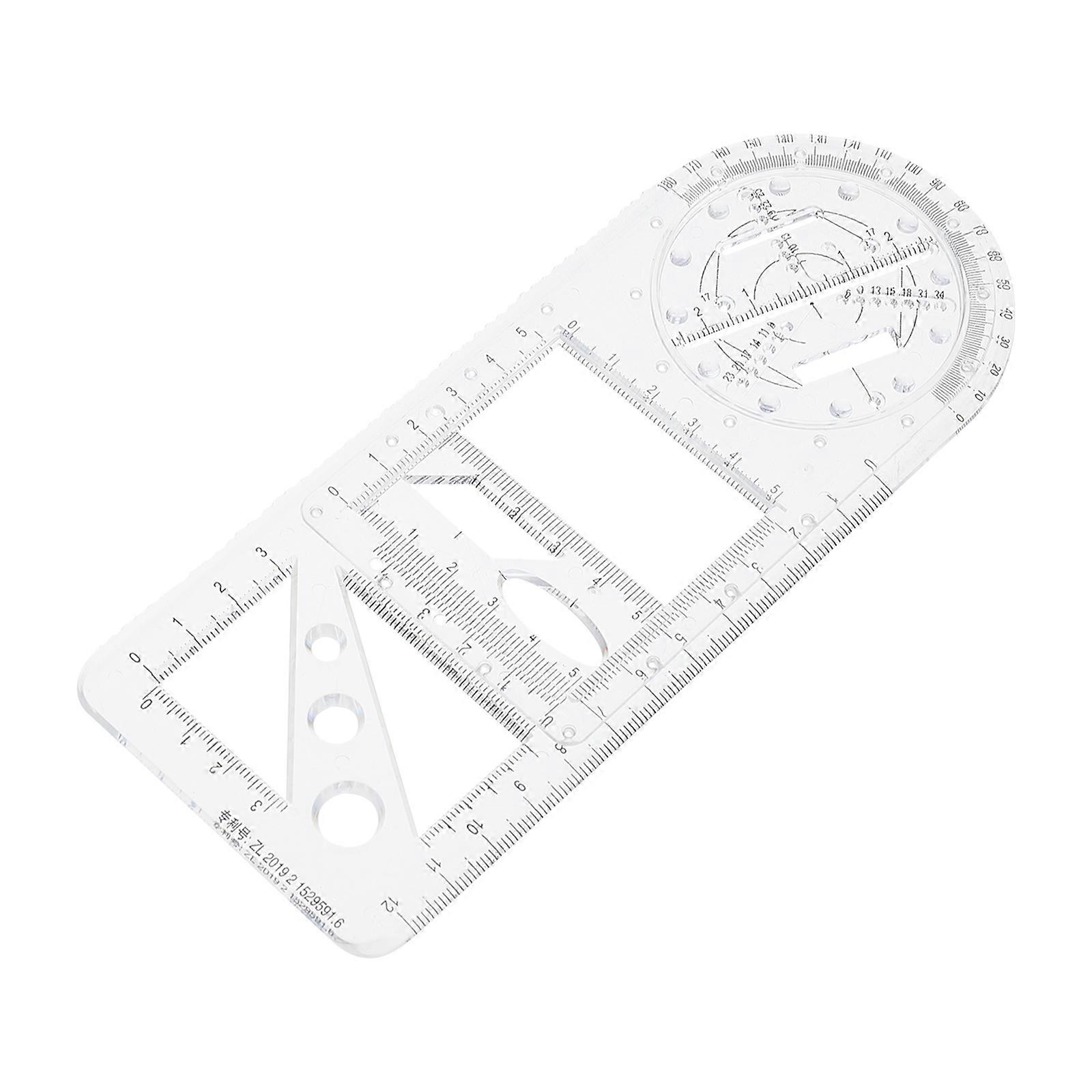 Plastic Multi-Function Geometric Drawing Ruler for Students