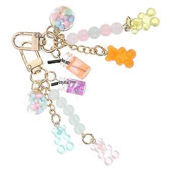 Bag Keychains Bear Shape for School Bags Assorted Color Fashion Accessory 2Pcs
