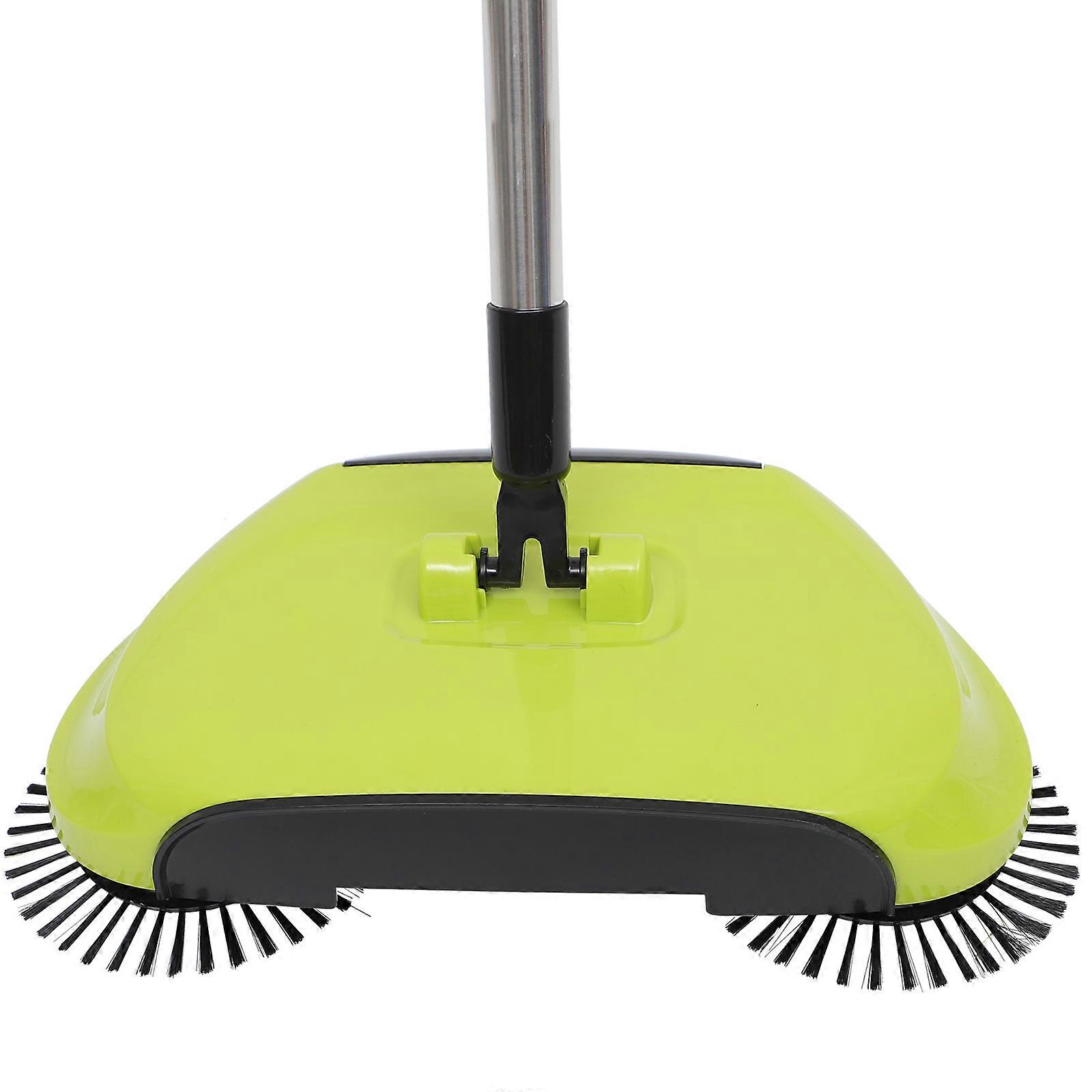 Hand Push Sweeper Multi-Function 3 in 1 Floor Cleaning Tool with Dustpan Green