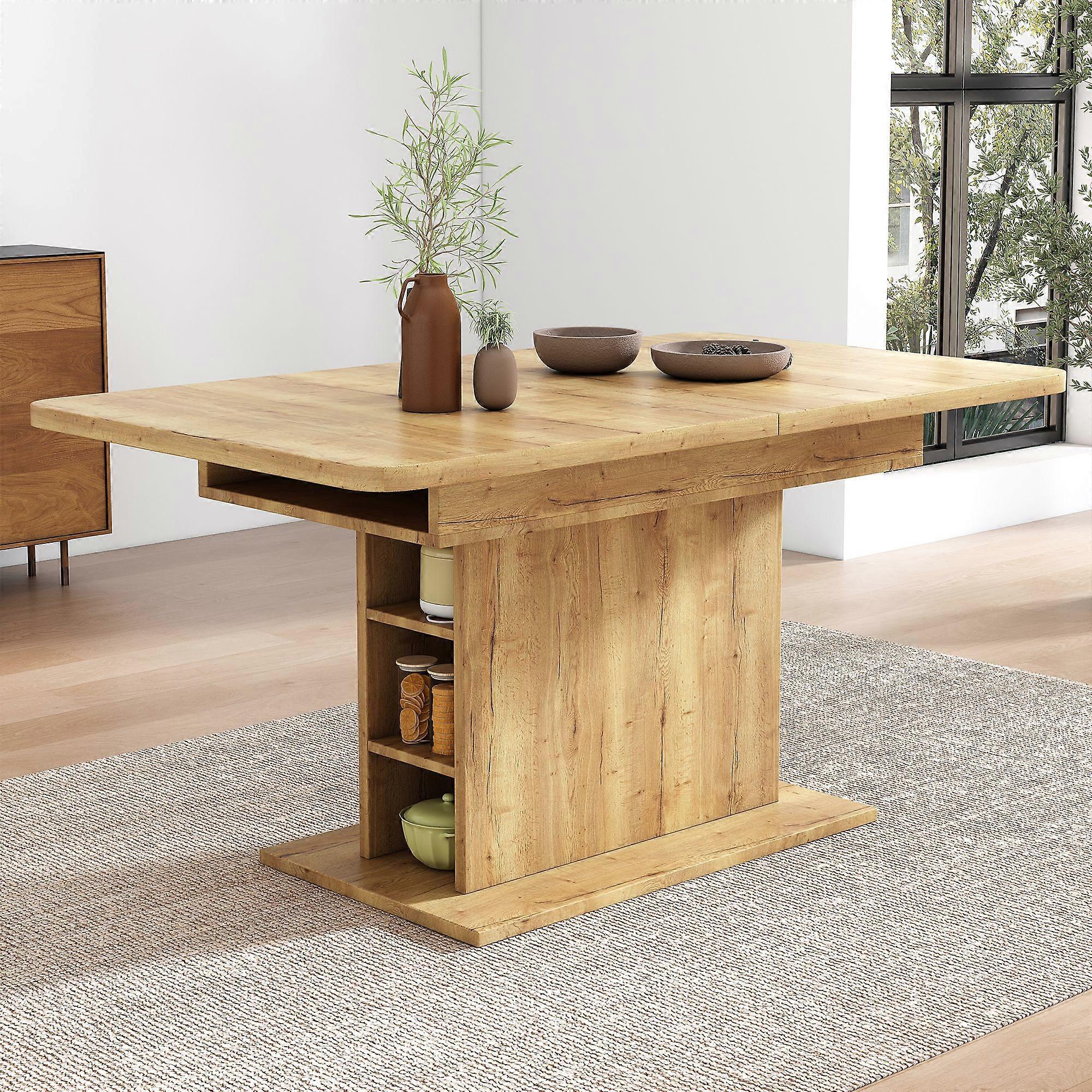 Extendable dining table, Dining Table with Storage, Rectangular Dining Table, Coffee Leisure Table, Modern Simple Iron Dining Table, Space-saving Mult