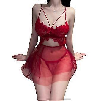 Underkläder för kvinnor Babydoll Sexig Mesh Nattlinne Strappy Exotiska Sovplagg Ihåliga V-ringade Underkläder Nattlinnen