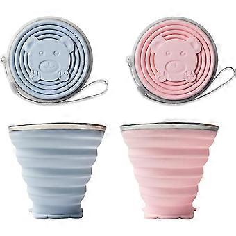 Pieces Collapsible Silicone Drinking Cup, Bpa Free Collapsible Travel Mug,270ml Portable Folding Camping Cup With Lid, For Picnic,camping, Hiking Outd