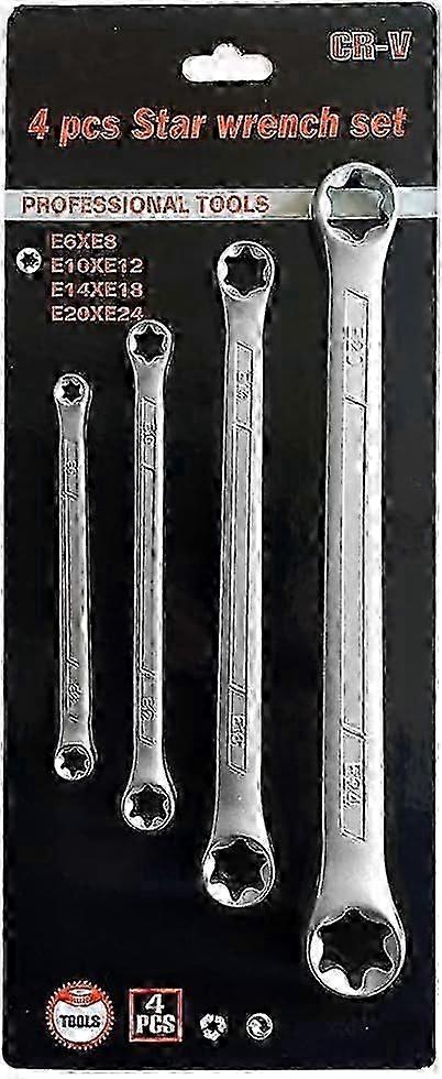 TRX-Star E-Torx Lådnyckelsats 4 delar, E6 E8 E10 E12 E14 E18 E20 E24 Torx Tork Set