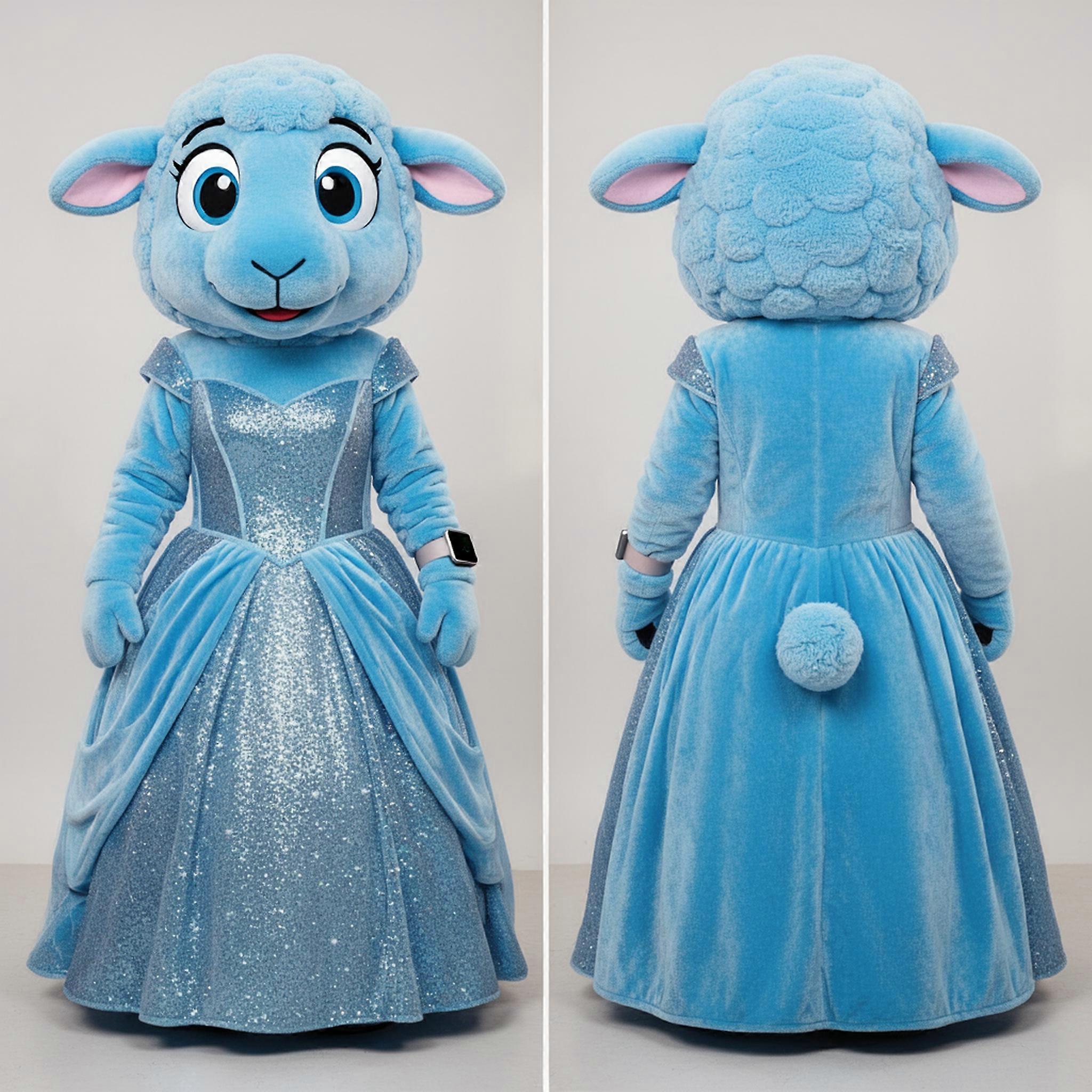 MASTICOT Sky Blue Glittering Sheep Mascot