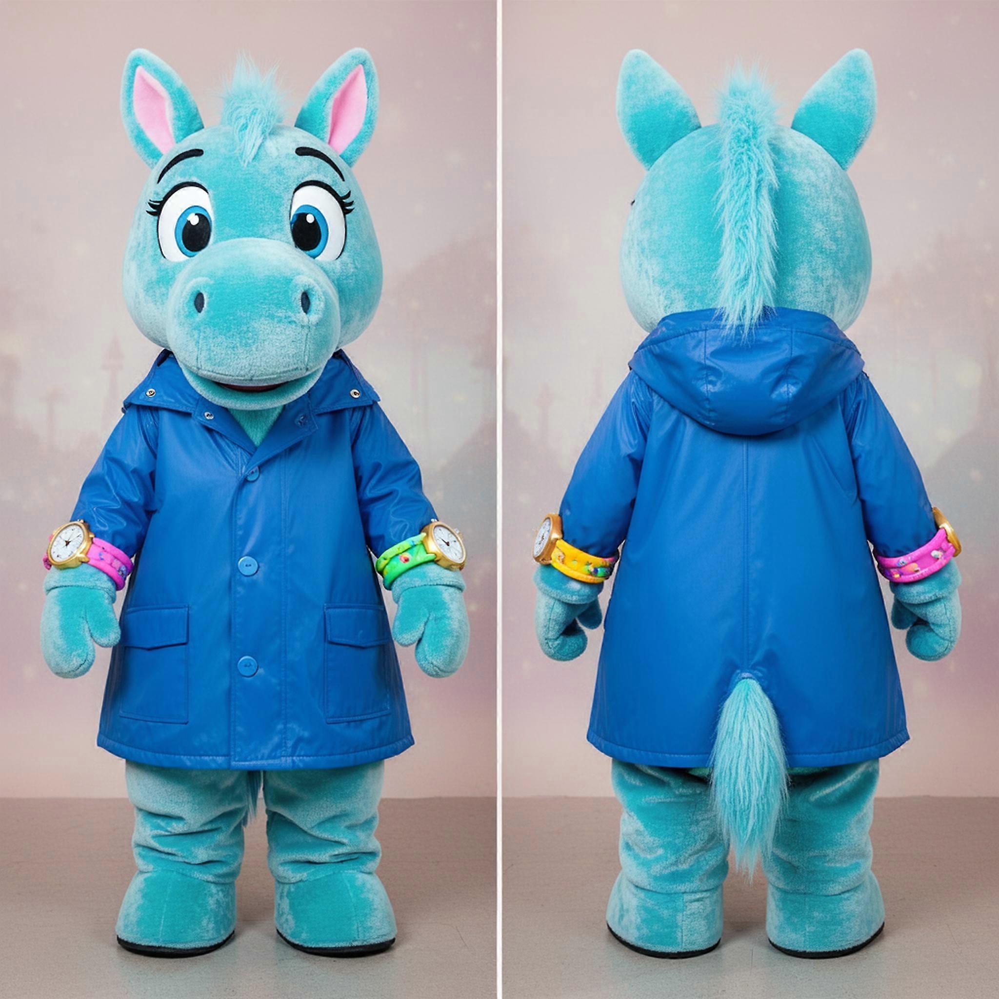 MASTICOT Cyan Velvety Horse Mascot